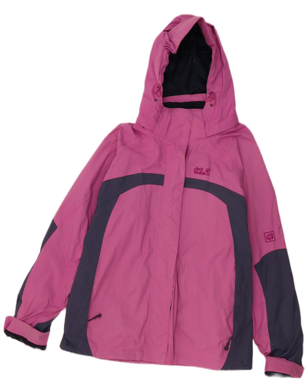 Jack Wolfskin Chaqueta impermeable con capucha para mujer ES 22/24 2XL Color rosa
