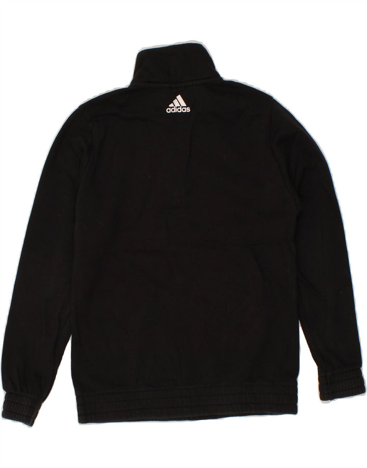 ADIDAS Boys Graphic Zip Neck Sweatshirt Jumper 9-10 Years Black Vintage Adidas and Second-Hand Adidas from Messina Hembry 