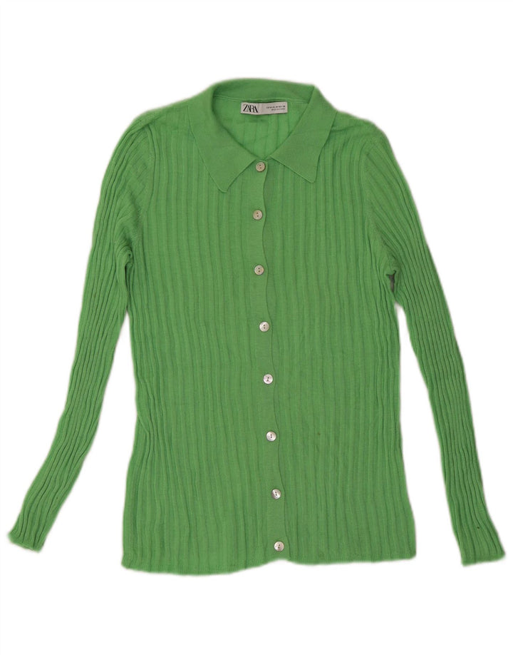 Zara Mujer Cárdigan Suéter UK 12 Verde Medio