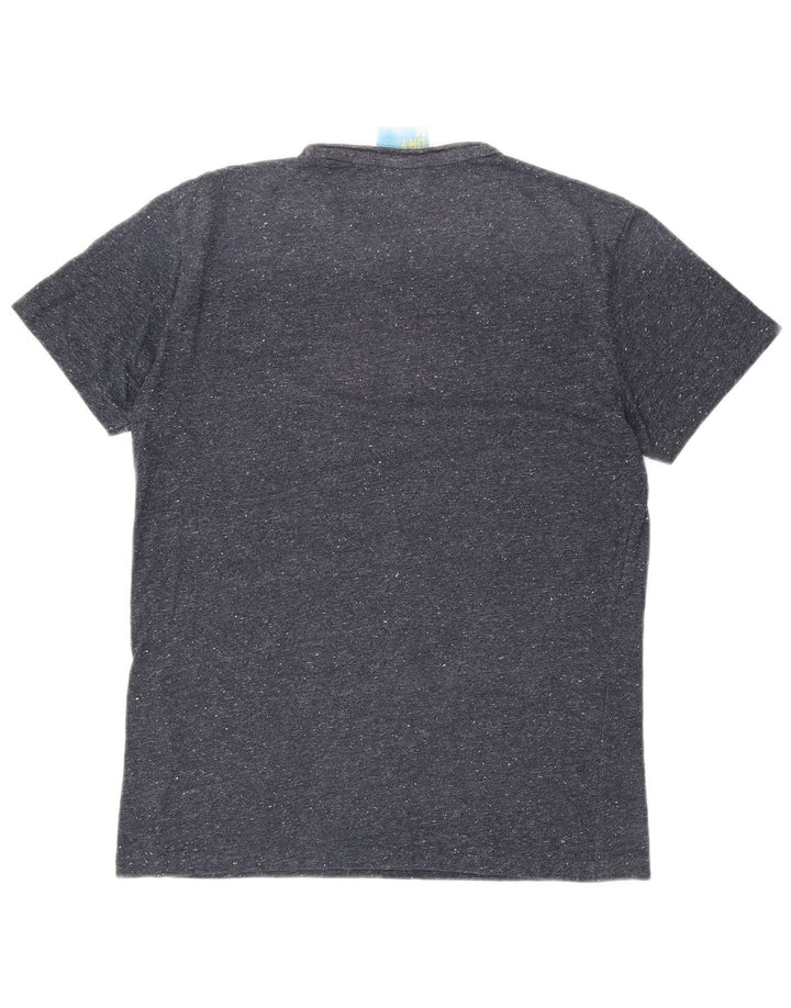SUPERDRY Camiseta gráfica para hombre Top mediano de algodón moteado en azul marino