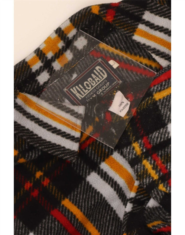 Vintage hombres polar camisa grande multicolor poliéster a cuadros