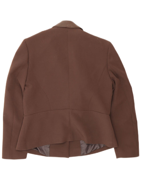 Chaqueta blazer vintage para mujer IT 46 Poliéster color block marrón grande