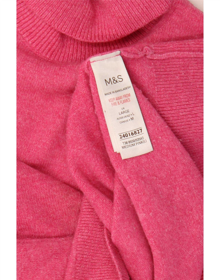 Marks & Spencer Jersey extragrande con cuello vuelto para mujer, talla 40, talla grande, color rosa