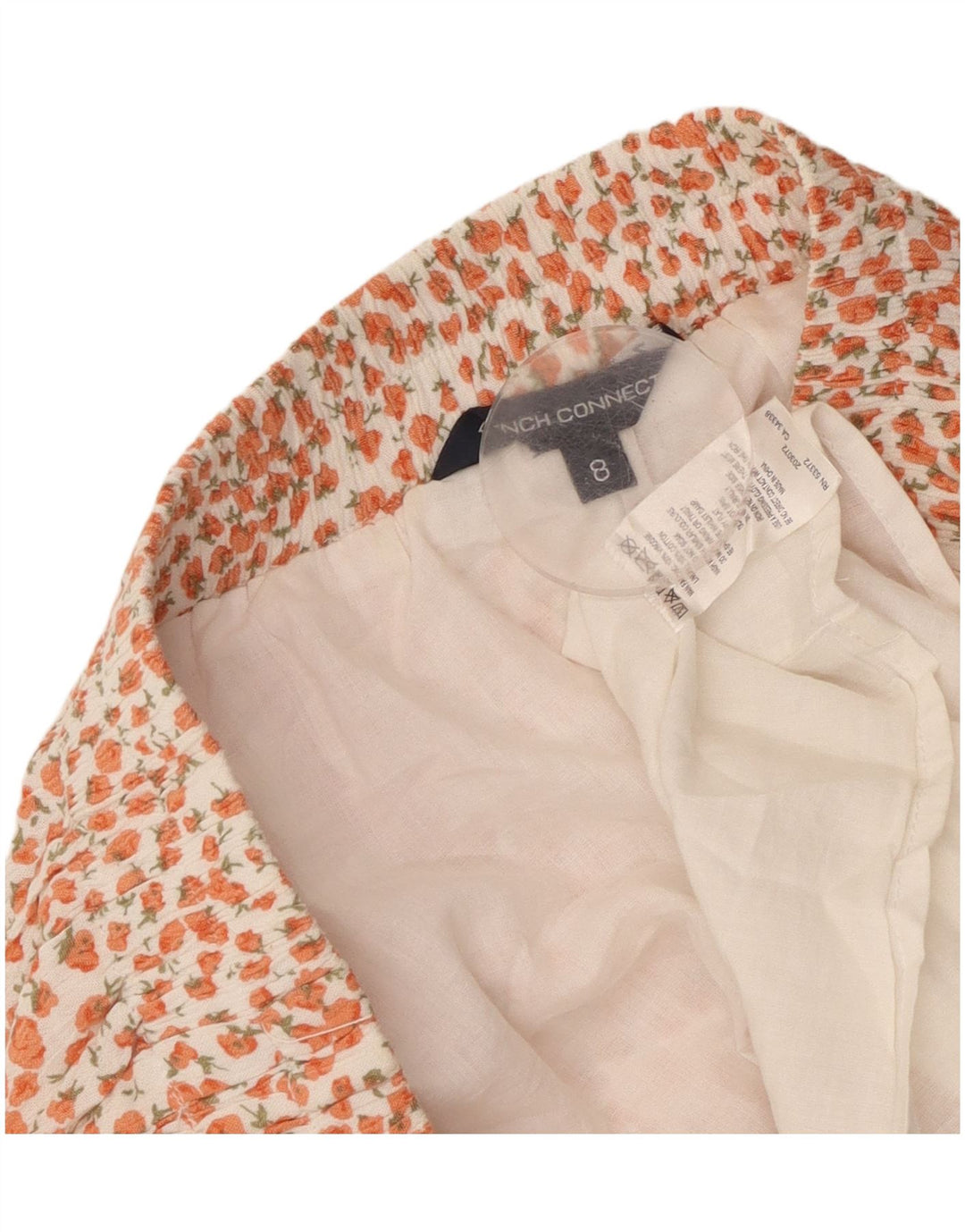 FRENCH CONNECTION Falda acampanada para mujer US 8 Mediana W30 Naranja Floral