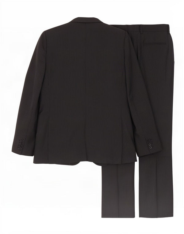 Vintage hombres 2 botones pieza traje Reino Unido 40 grande W34 L35 negro Pinstripe