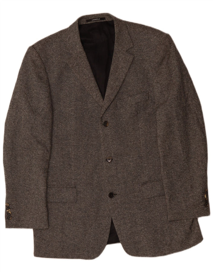 KARL LAGERFELD Chaqueta tipo blazer de 3 botones para hombre UK 40 Large Grey Wool