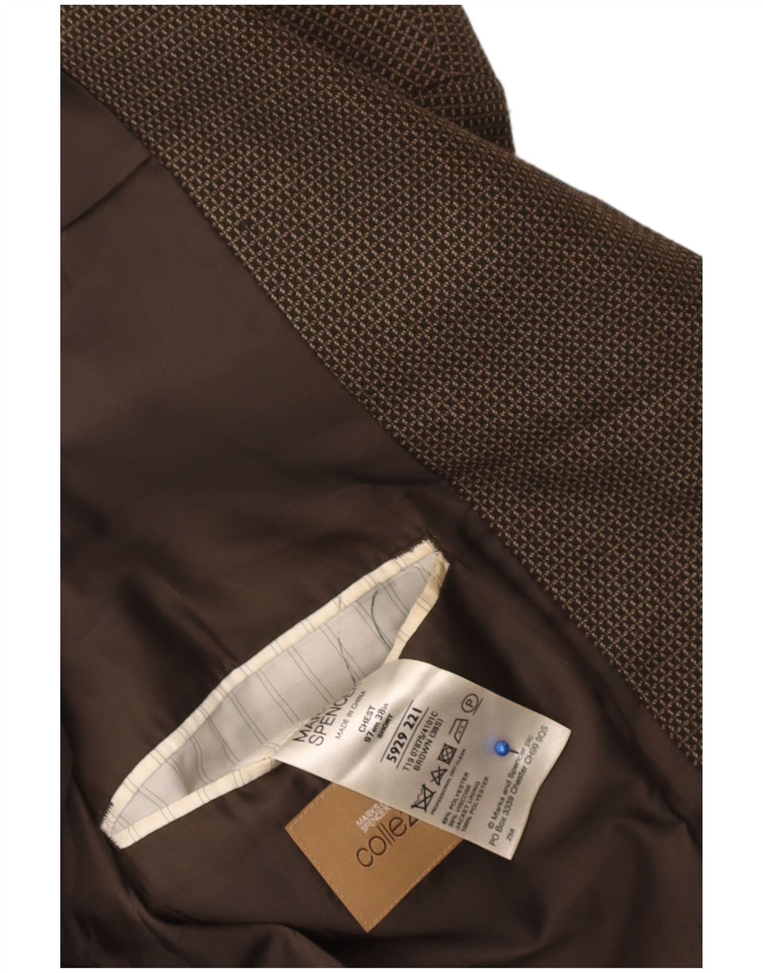 Marks & Spencer Chaqueta tipo blazer de 2 botones para hombre UK 38 Medium Brown Check