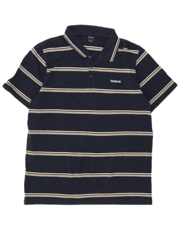 Polo Reebok para hombre de algodón a rayas azul marino grande
