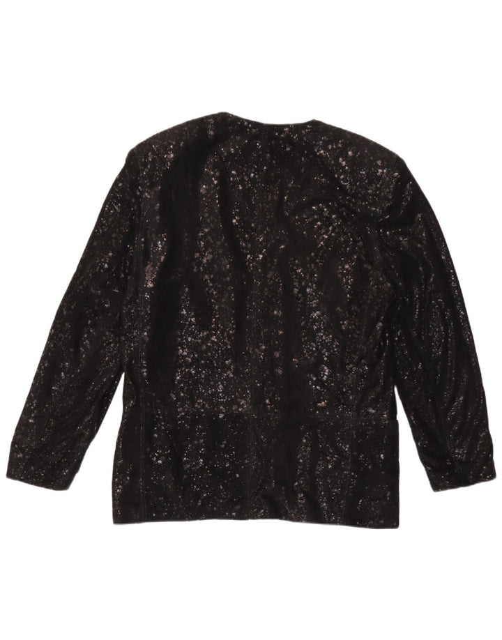 Carla Buti Chaqueta tipo blazer de ante con 1 botón para mujer IT 42 Medium Black Spotted
