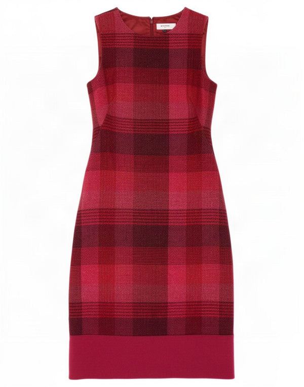 Hobbs Vestido tubo sin mangas para mujer UK 8 Small Red Plaid Wool