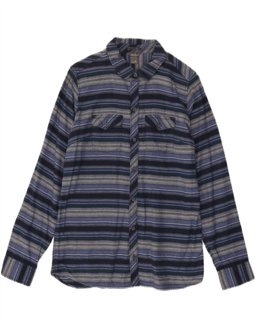 EDDIE BAUER Camisa de franela para mujer UK 40 Mediana Azul marino Rayas