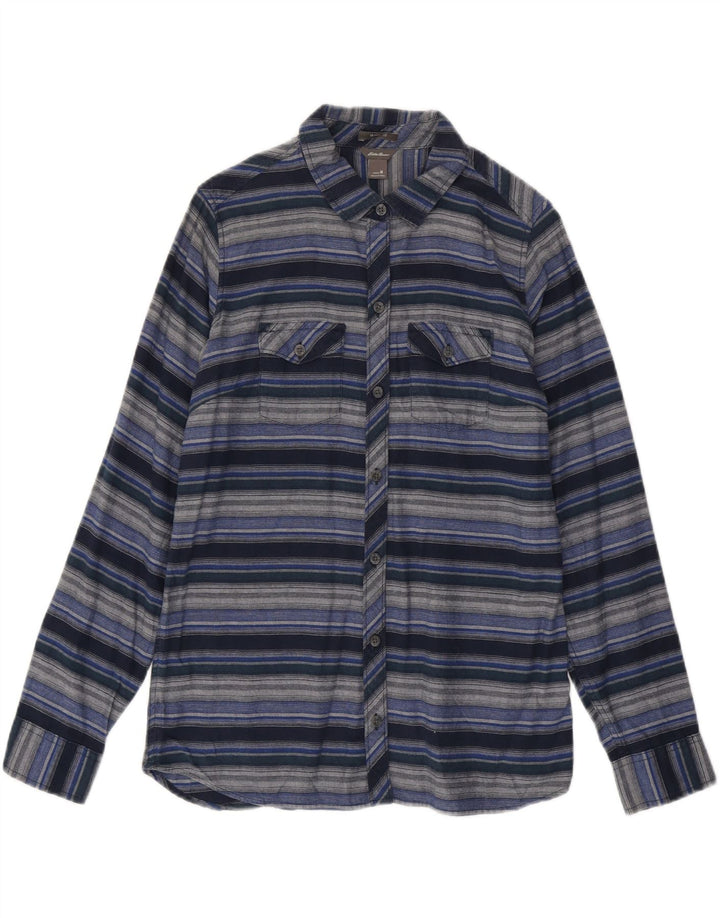 EDDIE BAUER Camisa de franela para mujer UK 40 Mediana Azul marino Rayas