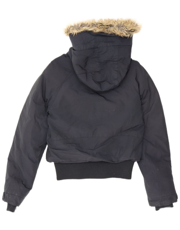 Woolrich Chaqueta acolchada con capucha para mujer UK 12 Medium Azul marino Algodón