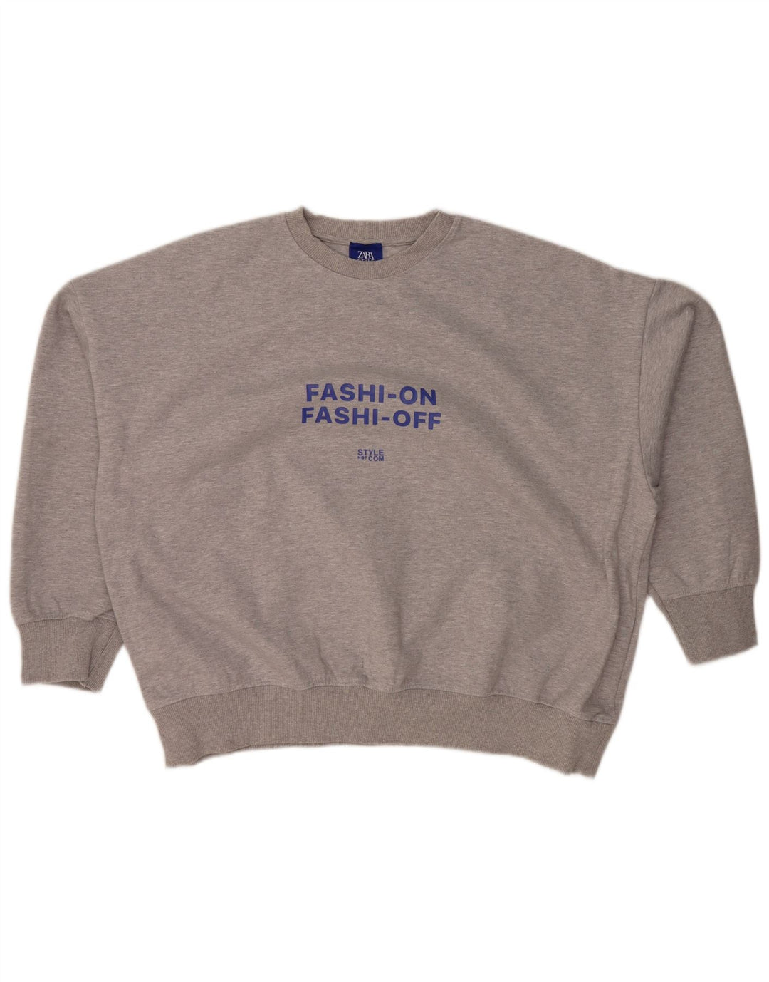 ZARA Mujer Sudadera con gráfico extragrande Jersey UK 44 Gris medio moteado