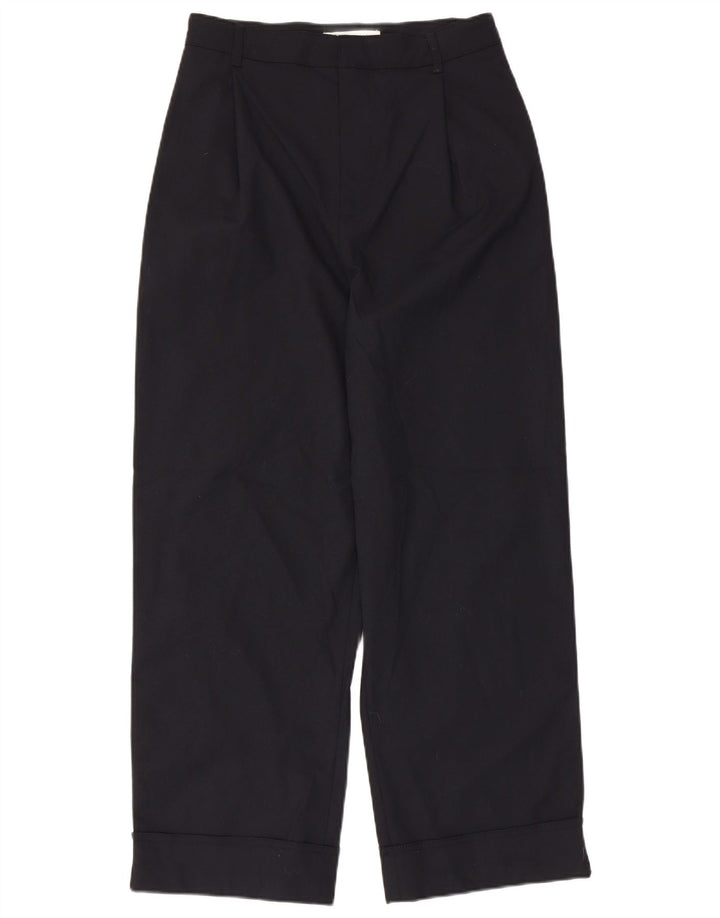 ZARA Mujer Pantalones Chinos De Cintura Alta Pegged Small W26 L27 Azul Marino