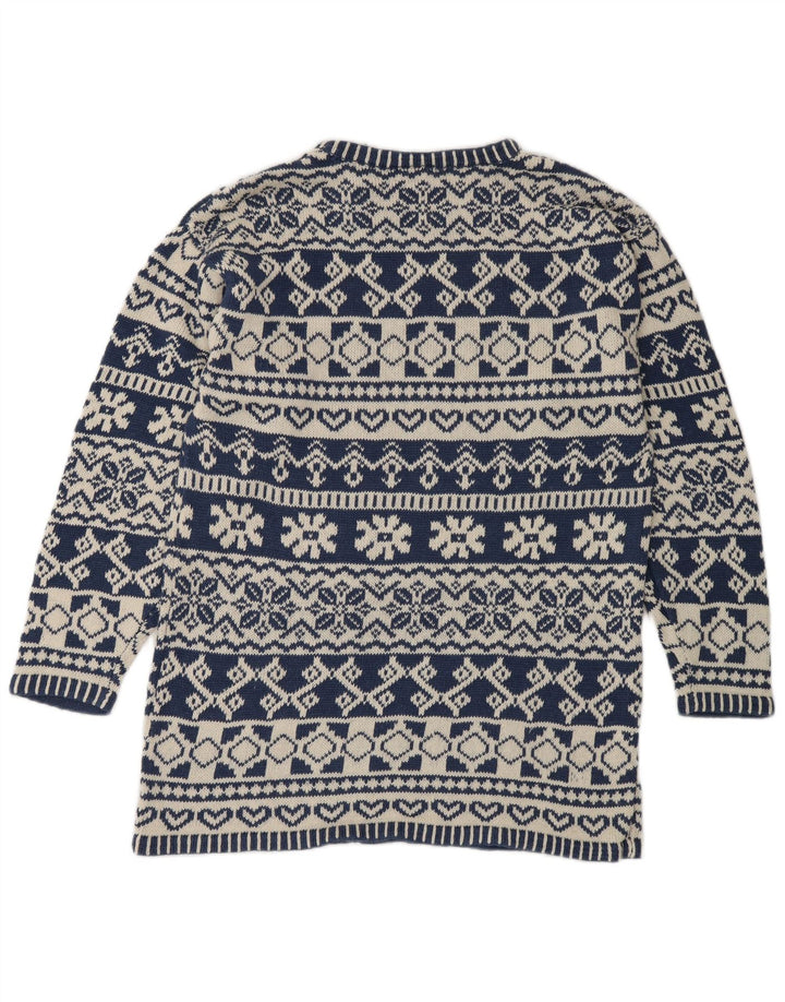 Impuls Suéter De Cuello Redondo Para Hombre Pequeño Azul Fair Isle Ramie