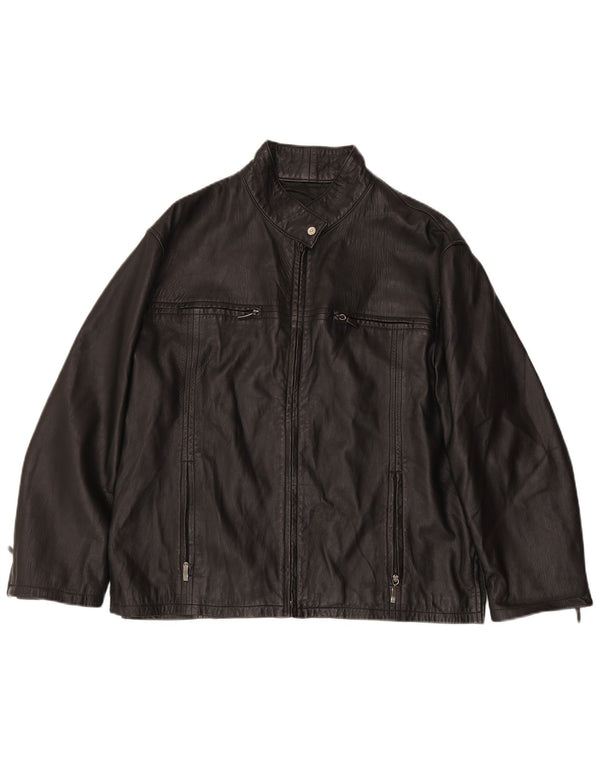 VINTAGE Chaqueta de cuero para mujer Reino Unido 18 XL Negro