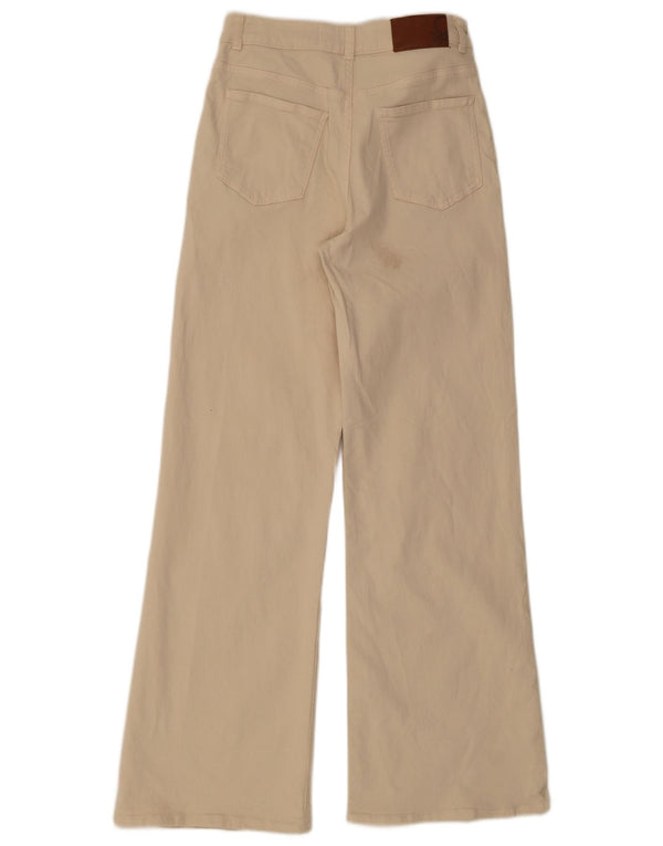 Benetton Vaqueros De Pierna Ancha Y Talle Alto Para Mujer UK 8 Small W26 L31 Algodón Beige