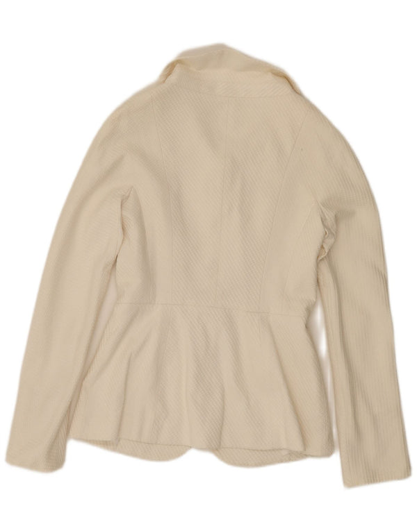 Vintage mujer 4 botones Blazer chaqueta Reino Unido 10 pequeño blanco
