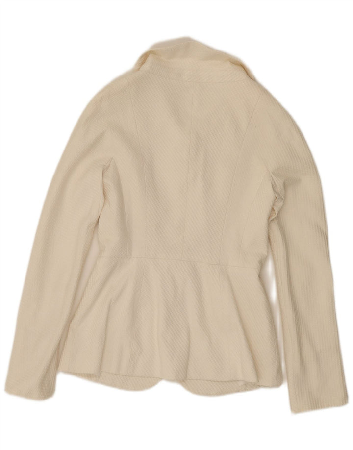 Vintage mujer 4 botones Blazer chaqueta Reino Unido 10 pequeño blanco