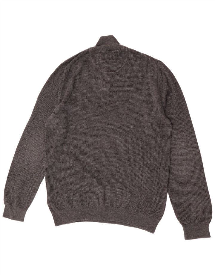 Gant Jersey con cuello y cremallera para hombre, talla grande, algodón gris