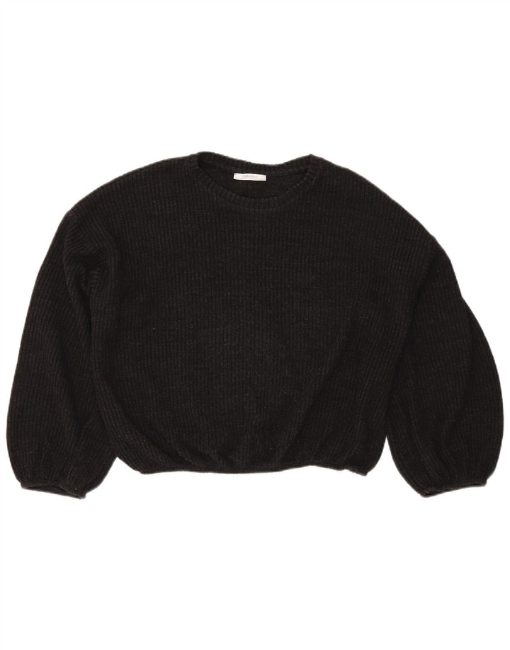 Zara Mujer Crop Suéter De Cuello Barco De Gran Tamaño UK 44 Gris Medio