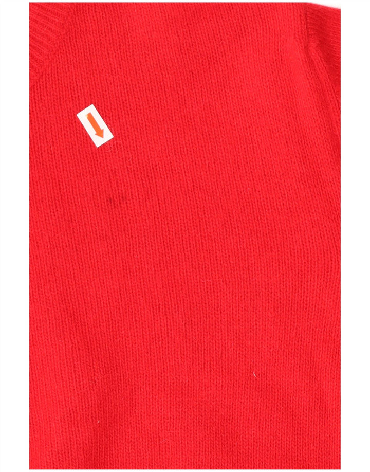 BENETTON Jersey corto con cuello y botones para mujer IT 48 XL Lana roja