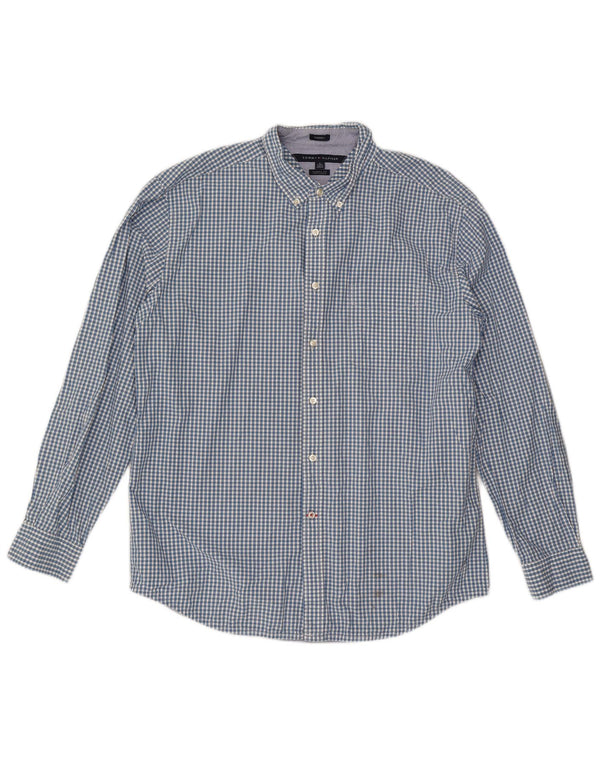 Tommy Hilfiger Camisa de corte clásico para hombre XL Algodón a cuadros azul
