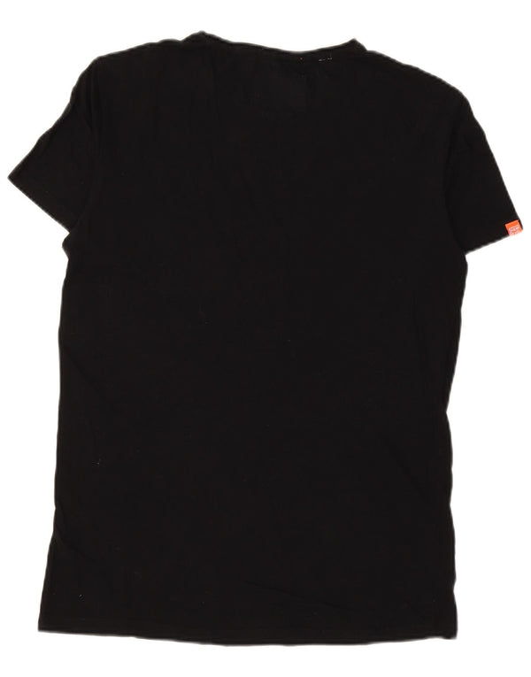 SUPERDRY Hombre Camiseta Top Medium Negro Algodón