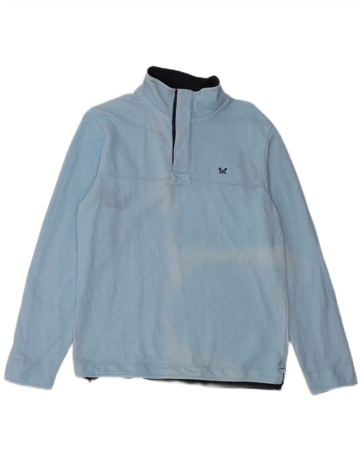 Crew Clothing - Sudadera con cuello y cremallera para hombre, jersey de algodón azul medio