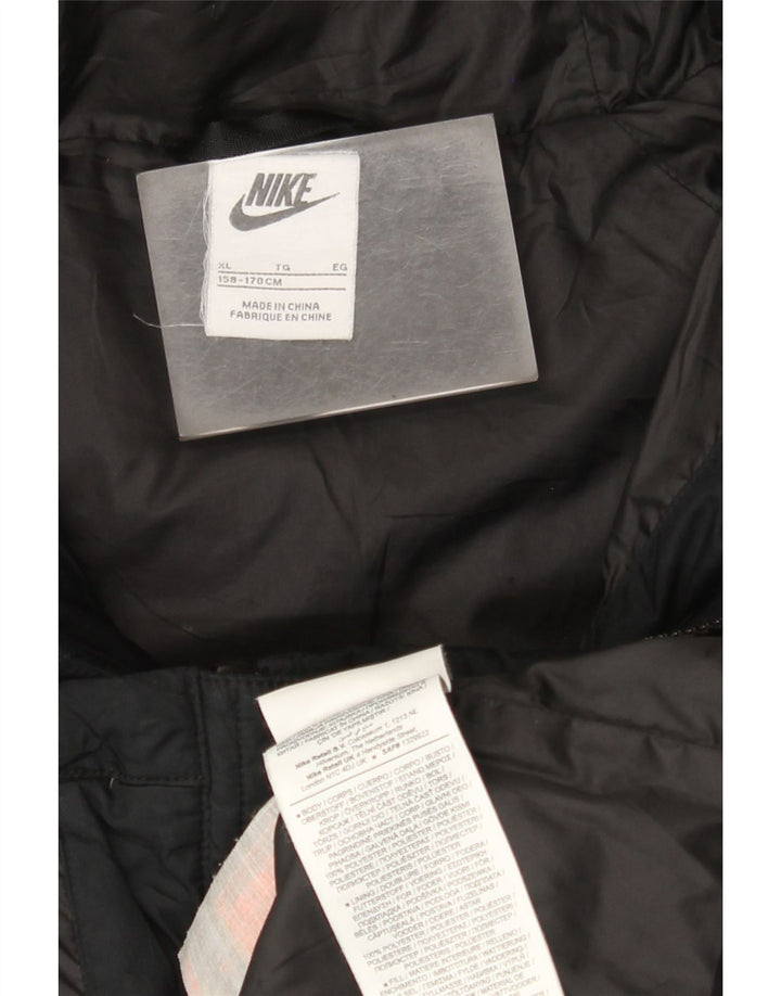 Nike Chaqueta acolchada con capucha para niños 13-14 años XL Negro Colorblock Poliéster