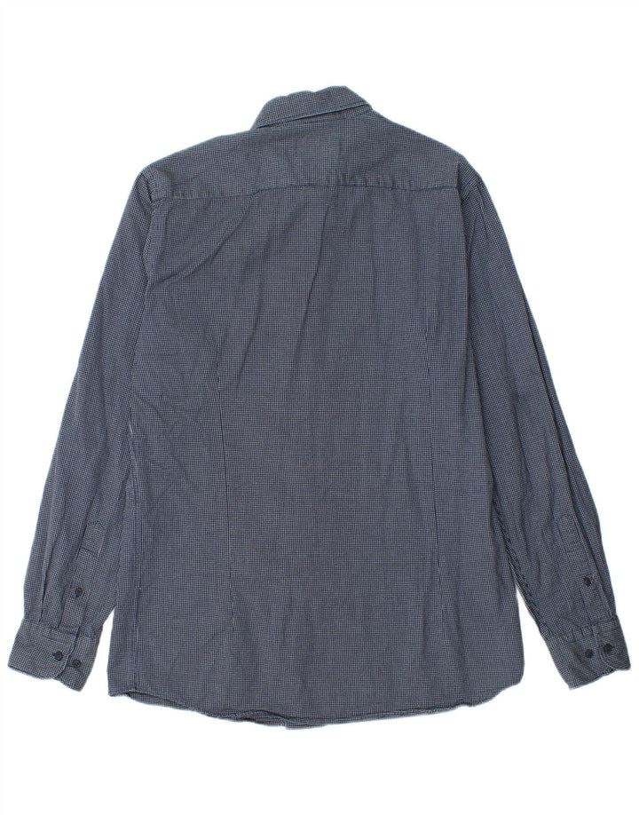 Camisa Massimo Dutti Hombre Mediana Cuadros Azul Marino Algodón