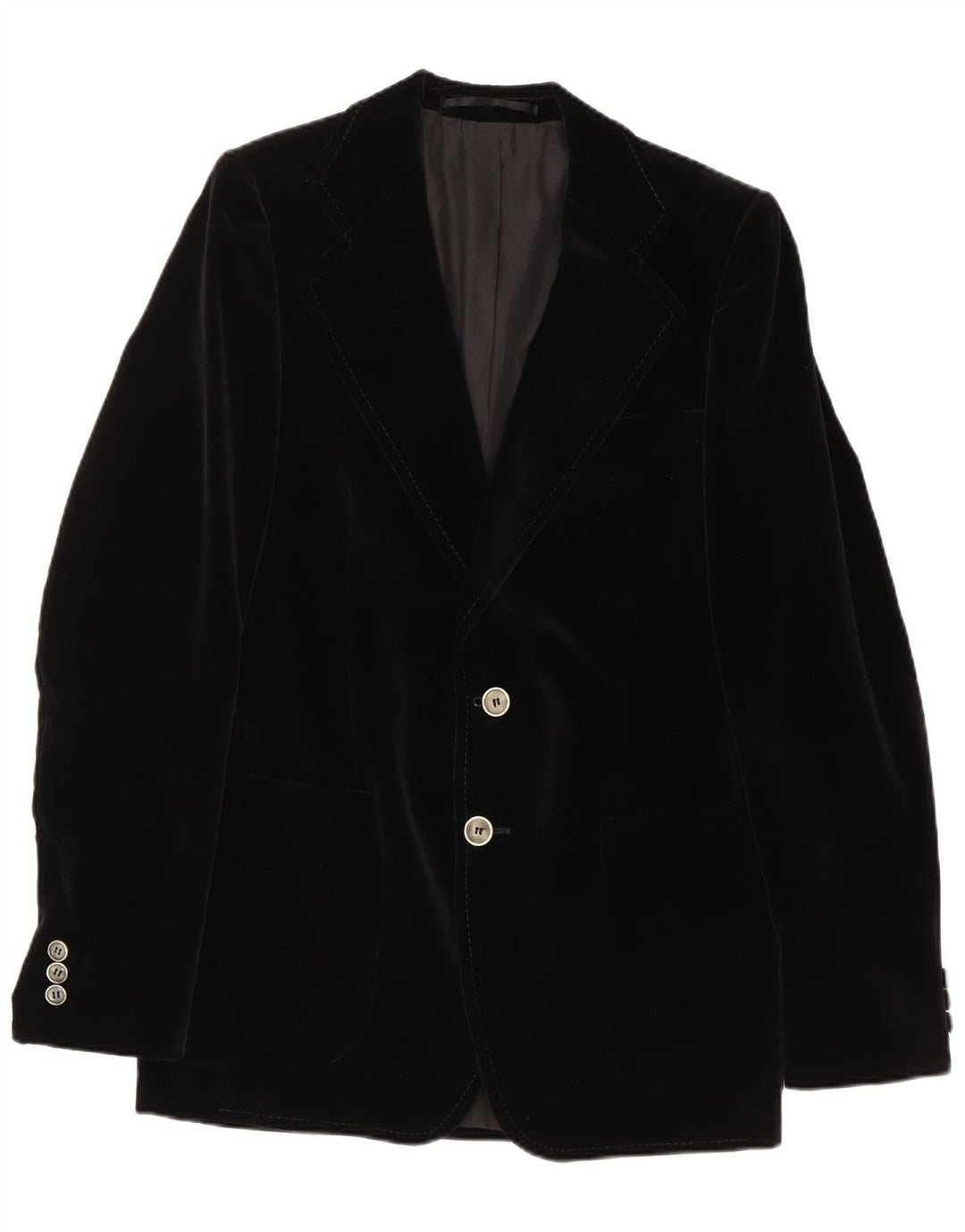 Vintage hombres 2 botones terciopelo Blazer chaqueta Reino Unido 36 pequeño negro