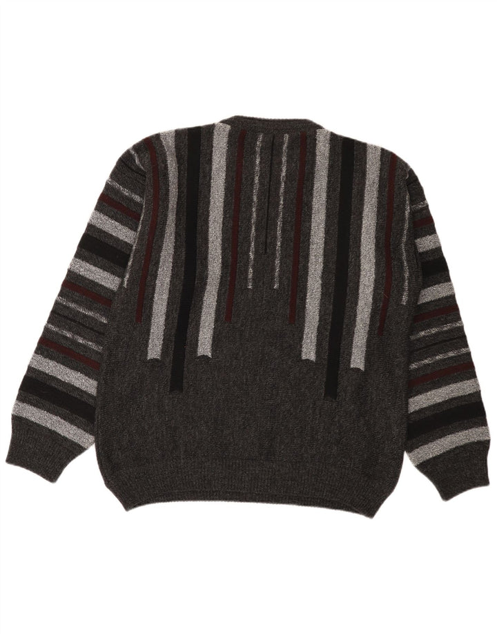 Alessandro Magno Jersey De Hombre Con Cuello Redondo Acrílico A Rayas Gris Medio