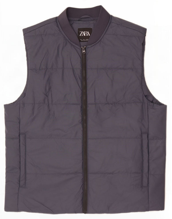 Zara Mens Chaleco Acolchado Reino Unido 40 Grande Azul Marino Poliéster