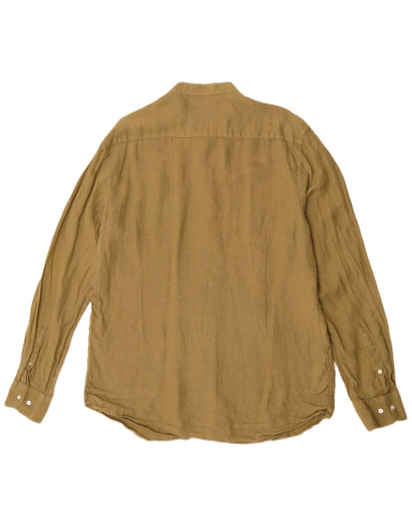 Camisa Massimo Dutti Hombre XL Lino Caqui
