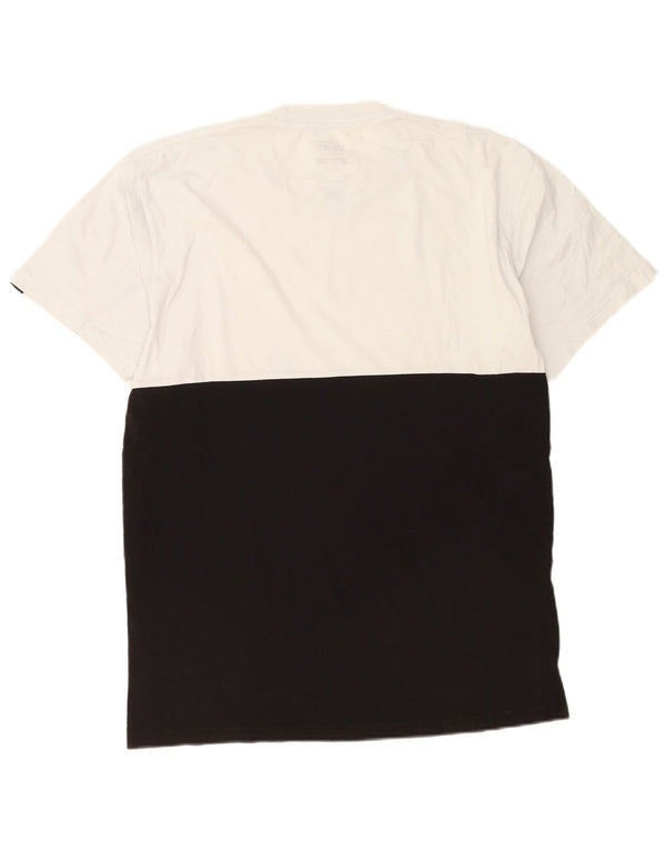 Vans Camiseta de corte clásico para hombre, talla grande, algodón color block blanco