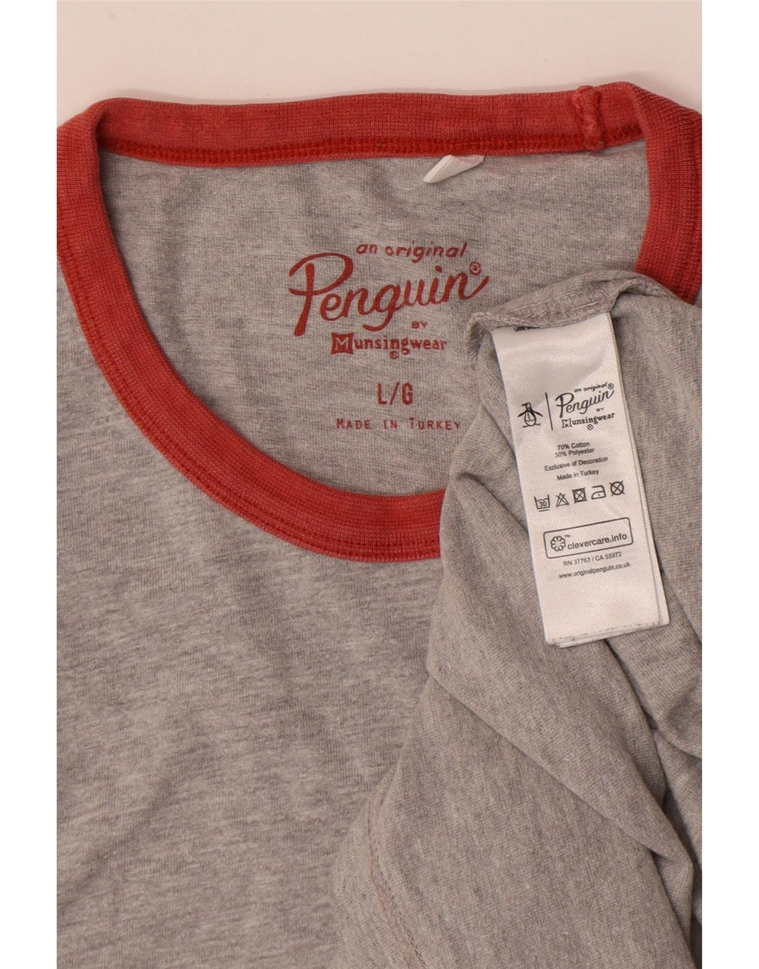 Penguin - Camiseta para hombre, talla grande, algodón gris