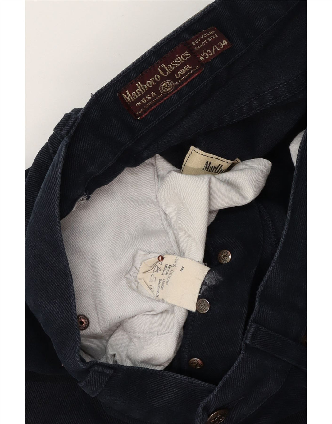 MARLBORO CLASSICS Mens Straight Jeans W33 L27 Navy Blue Cotton