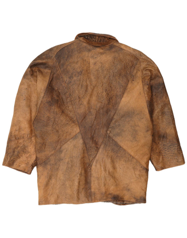 Vintage mujer doble pecho suelto ajuste abrigo Reino Unido 16 grande beige