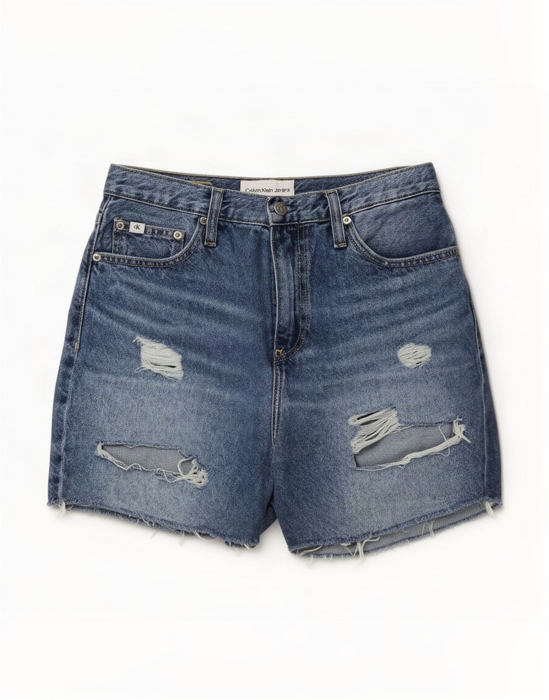 Pantalones cortos de mezclilla desgastados Calvin Klein para mujer W29 Algodón azul medio