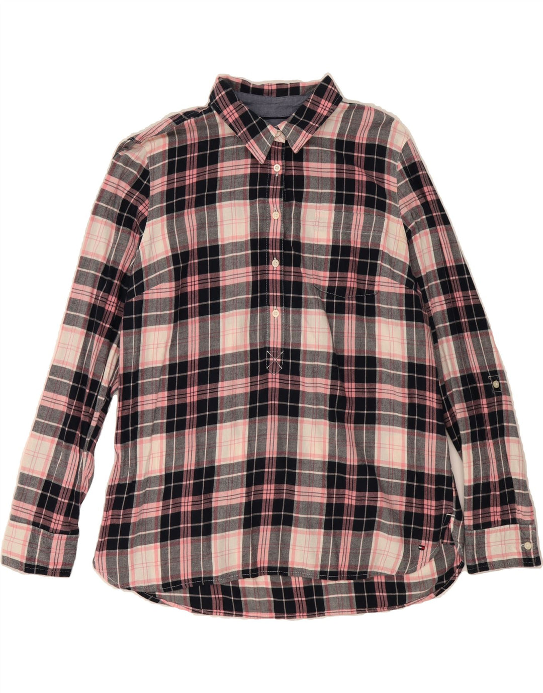 TOMMY HILFIGER Womens Pullover Shirt UK 16 Large Multicoloured Check Vintage Tommy Hilfiger and Second-Hand Tommy Hilfiger from Messina Hembry 