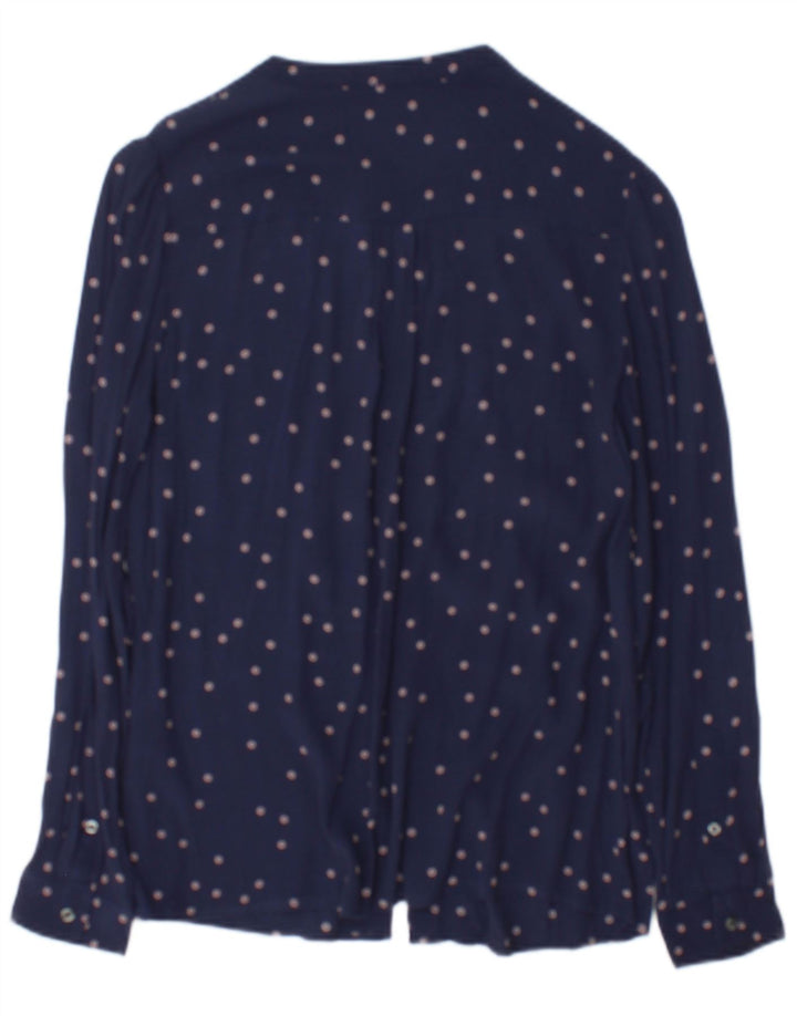 Boden Blusa camisera para mujer UK 10 Small Viscosa azul marino manchada