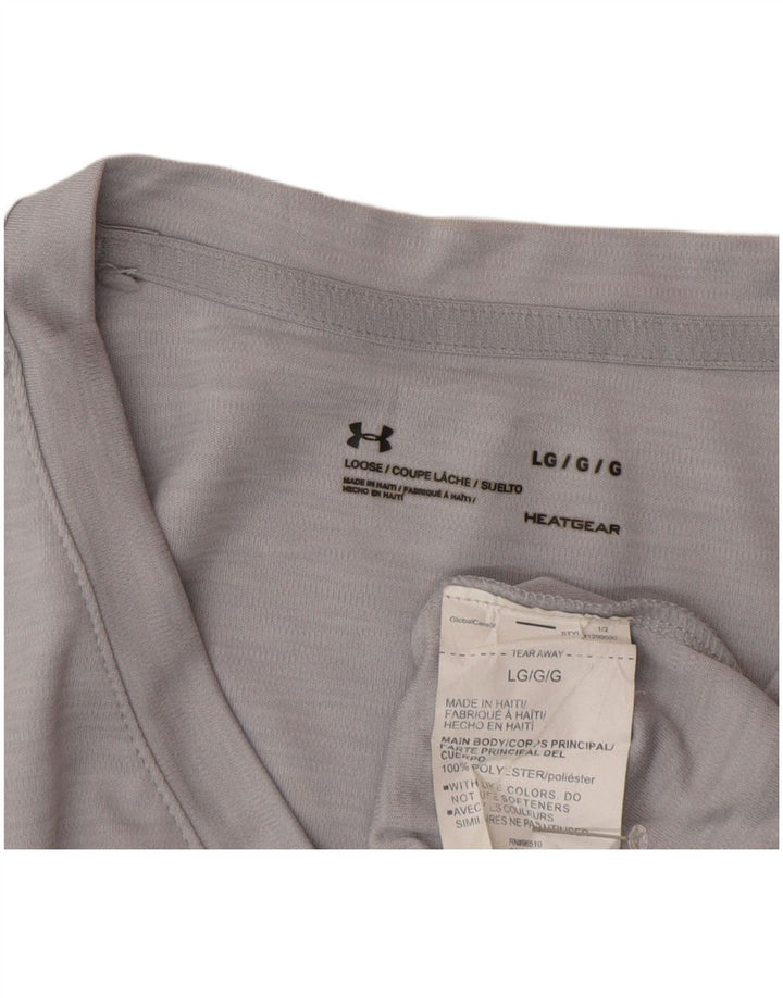 Under Armour Camiseta Heat Gear para hombre Top poliéster gris grande