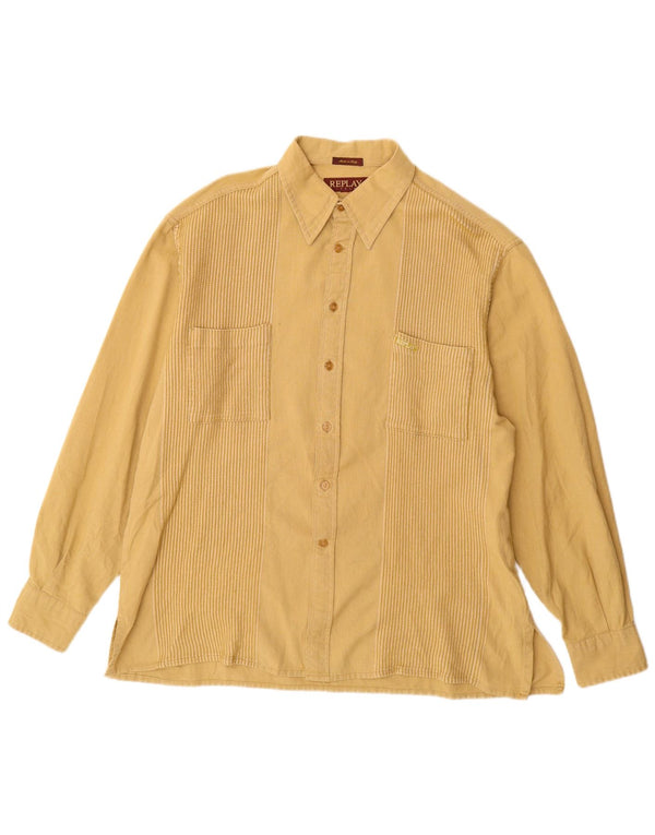 Camisa Replay Hombre Grande Algodón Amarillo