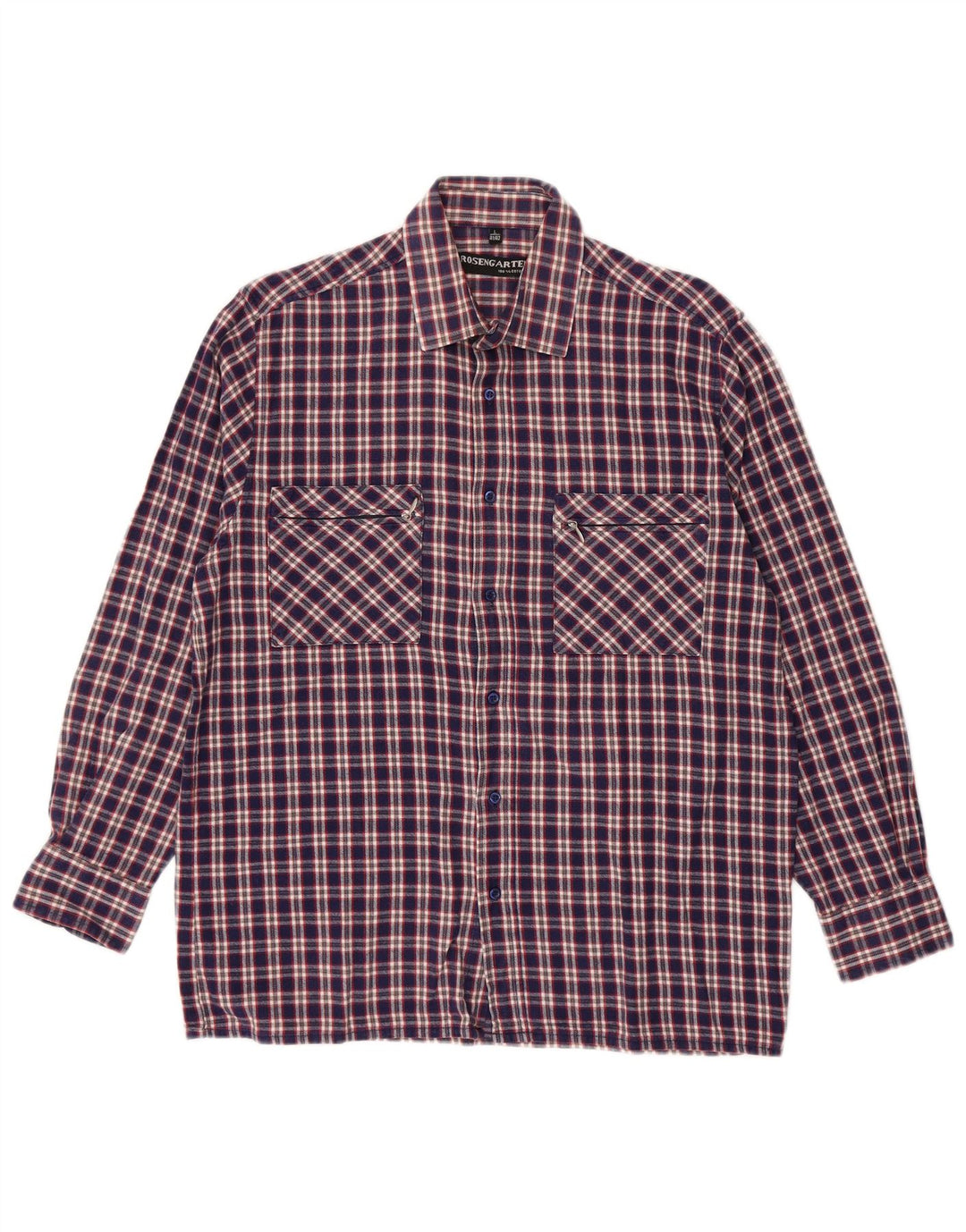 Rosengarten Camisa de franela para hombre, talla 41/42, algodón a cuadros azul grande