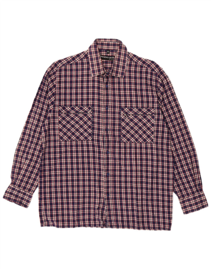 Rosengarten Camisa de franela para hombre, talla 41/42, algodón a cuadros azul grande