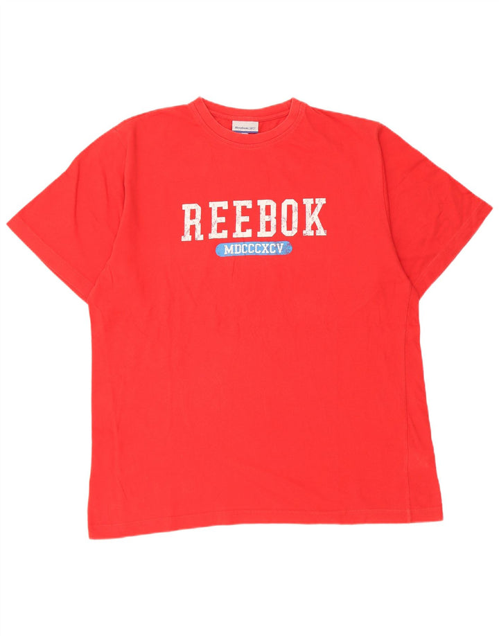 Reebok Camiseta gráfica para hombre Top grande de algodón rojo