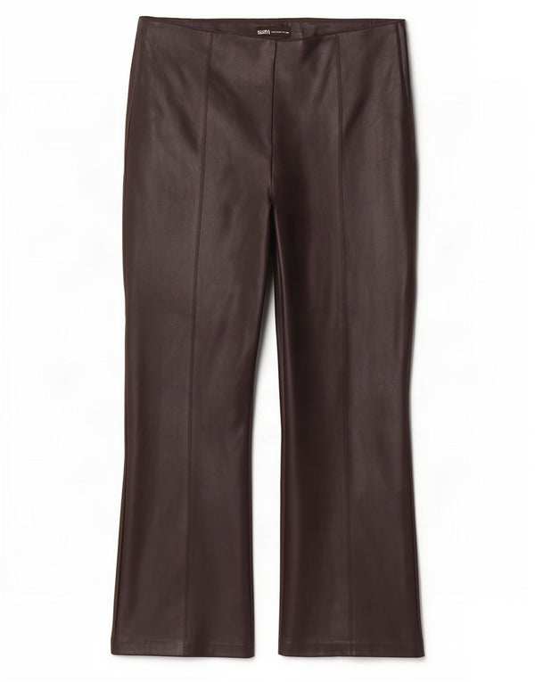 Zara Mujer Pantalón Bootcut De Piel Sintética XL W32 L27 Poliuretano Negro