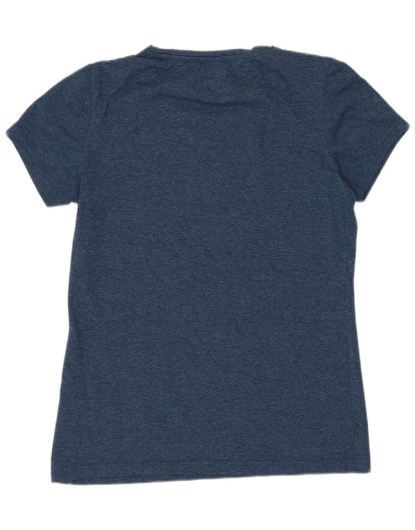 ASICS Camiseta gráfica para mujer Top UK 12 Medium Azul marino Algodón moteado